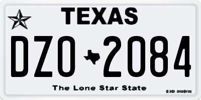 TX license plate DZO2084