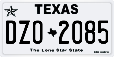TX license plate DZO2085