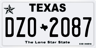 TX license plate DZO2087