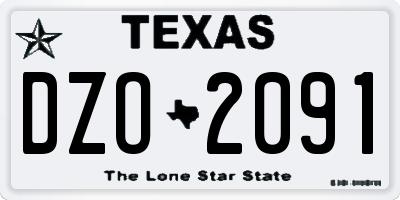 TX license plate DZO2091