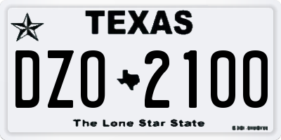TX license plate DZO2100