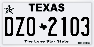 TX license plate DZO2103