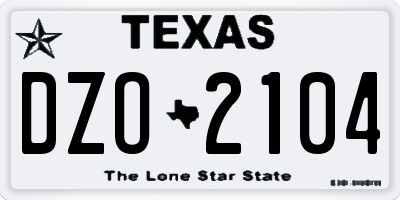 TX license plate DZO2104