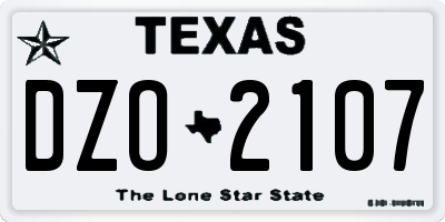 TX license plate DZO2107