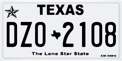 TX license plate DZO2108