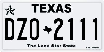 TX license plate DZO2111