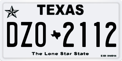TX license plate DZO2112