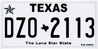 TX license plate DZO2113