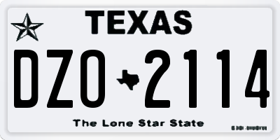 TX license plate DZO2114