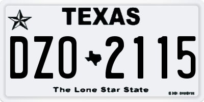 TX license plate DZO2115