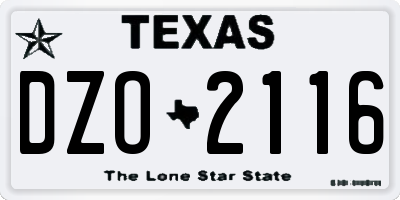 TX license plate DZO2116