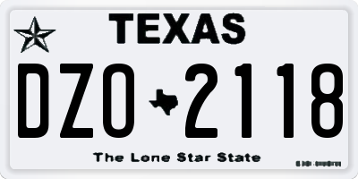 TX license plate DZO2118