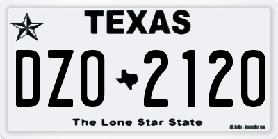 TX license plate DZO2120