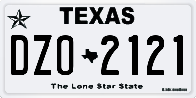 TX license plate DZO2121