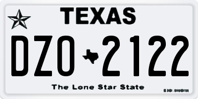 TX license plate DZO2122