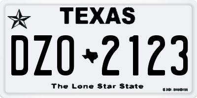 TX license plate DZO2123