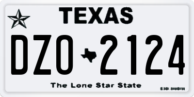 TX license plate DZO2124