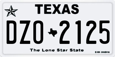 TX license plate DZO2125