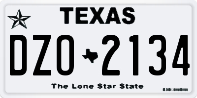 TX license plate DZO2134