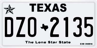TX license plate DZO2135