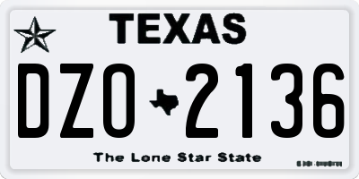 TX license plate DZO2136