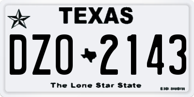TX license plate DZO2143