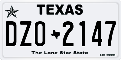 TX license plate DZO2147