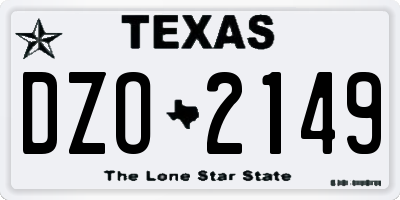 TX license plate DZO2149
