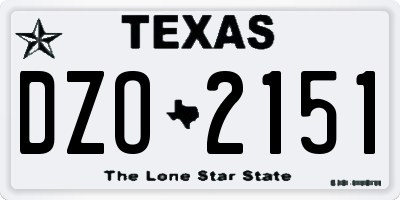 TX license plate DZO2151