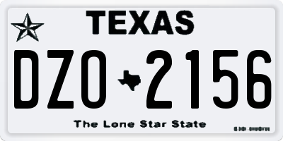 TX license plate DZO2156
