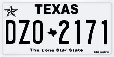 TX license plate DZO2171