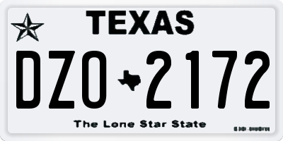 TX license plate DZO2172