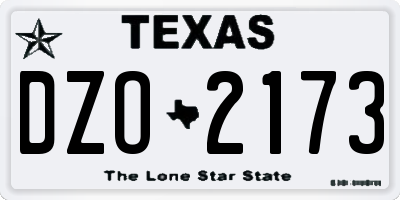 TX license plate DZO2173