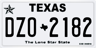 TX license plate DZO2182