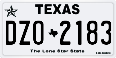 TX license plate DZO2183
