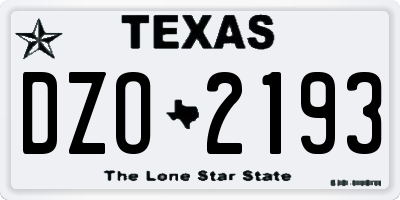 TX license plate DZO2193