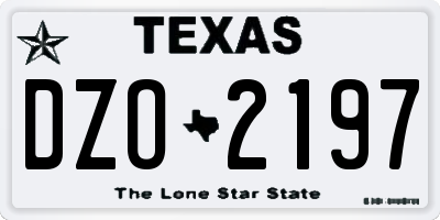 TX license plate DZO2197