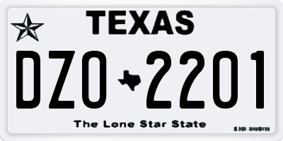 TX license plate DZO2201