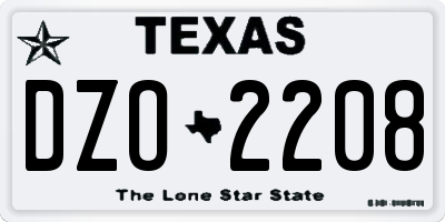 TX license plate DZO2208