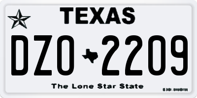 TX license plate DZO2209