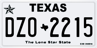 TX license plate DZO2215