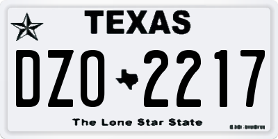 TX license plate DZO2217
