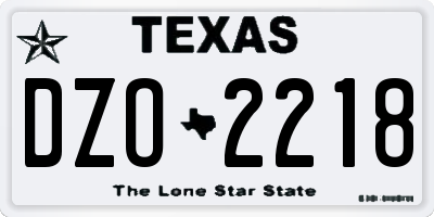 TX license plate DZO2218