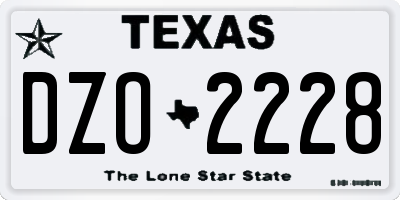 TX license plate DZO2228