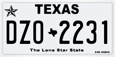TX license plate DZO2231