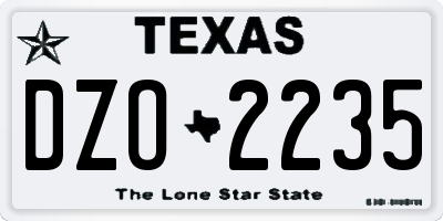 TX license plate DZO2235