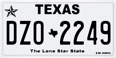 TX license plate DZO2249
