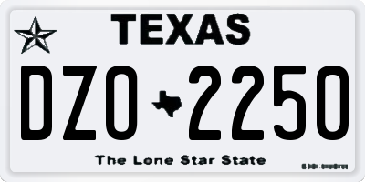 TX license plate DZO2250
