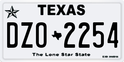 TX license plate DZO2254