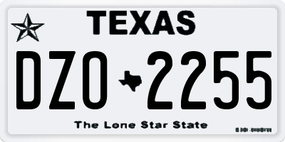 TX license plate DZO2255